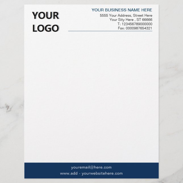 Anpassningsbar Business Logotyp Namn Info Färg Let Brevhuvud (Framsida)