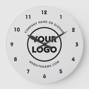 Anpassningsbar Business Logotyp och Text Grått Bac Stor Klocka