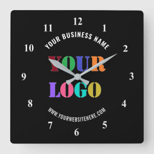 Anpassningsbar Business Logotyp och textbefordring Fyrkantig Klocka