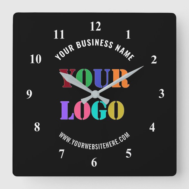Anpassningsbar Business Logotyp och textbefordring Fyrkantig Klocka (Framsida)