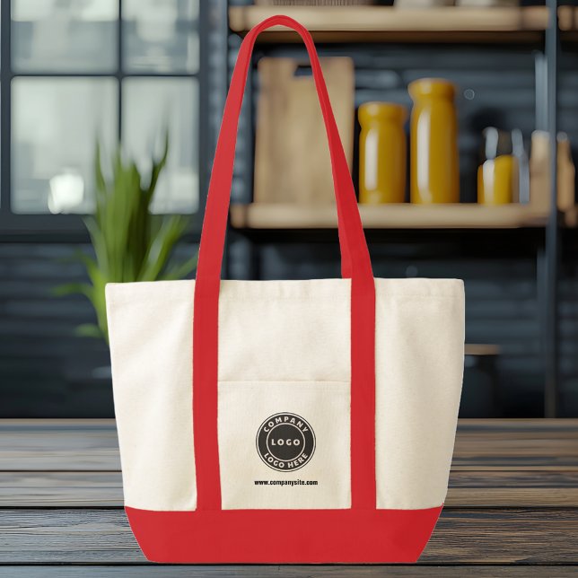Anpassningsbar Business Logotyp och webbplatsanstä Tygkasse (Your Business Logo Red Large Company Promotional Customers Tote Bag)