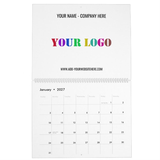 Anpassningsbar Business Logotyp Promoendar Calenda Kalender (Jan 2027)