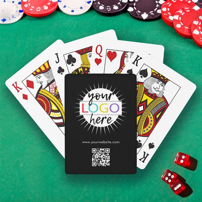 Anpassningsbar Business Logotyp Promoted Branded B Casinokort (Custom Business Logo Promotional Branded Black QR Playing Cards)