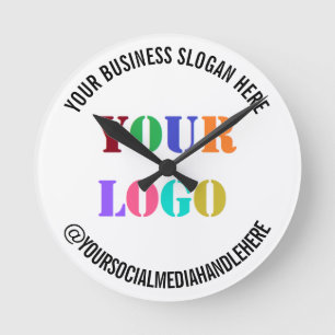 Anpassningsbar Business Logotyp Promoting Social M Rund Klocka