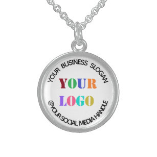 Anpassningsbar Business Logotyp Promoting Social M Sterling Silver Halsband