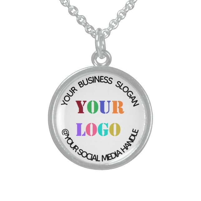 Anpassningsbar Business Logotyp Promoting Social M Sterling Silver Halsband (Framsidan)