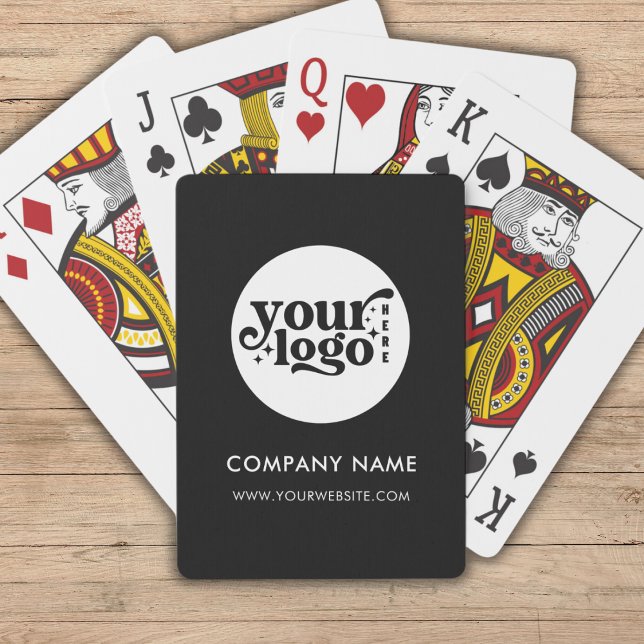 Anpassningsbar Business Logotyp Promotional Black  Casinokort (Custom Business Logo Promotional Black Branded Playing Cards)