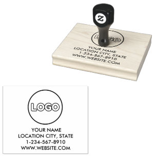 Anpassningsbar Business Logotyp Qr Code & Adress Stämpel