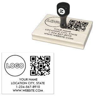 Anpassningsbar Business Logotyp Qr Code & Adress Stämpel