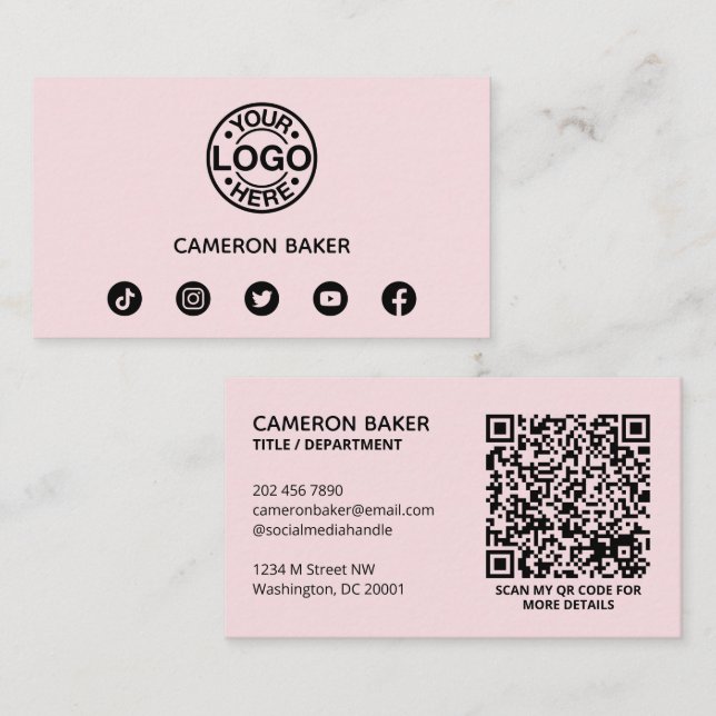 Anpassningsbar Business Logotyp QR Code Social Med Visitkort (Fram/baksida)