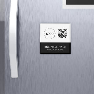 Anpassningsbar Business Logotyp QR Code & Text Pro Magnet