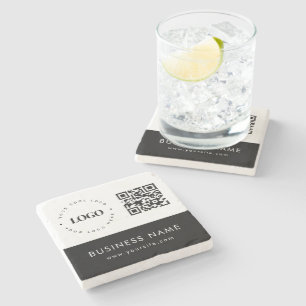 Anpassningsbar Business Logotyp QR Code & Text Pro Stenunderlägg