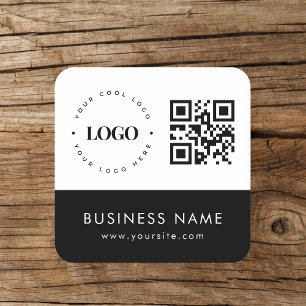 Anpassningsbar Business Logotyp QR Code & Text Pro Underlägg Papper Kvadrat
