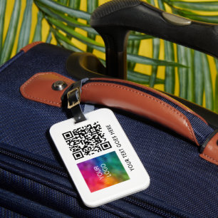 Anpassningsbar Business Logotyp QR-kod Namn Text Bagagebricka