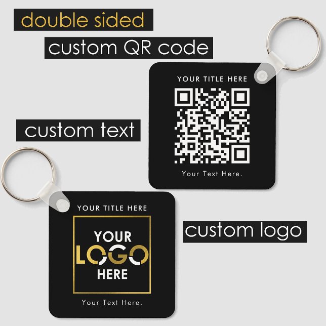 Anpassningsbar Business Logotyp QR-kod och Dubbla  Nyckelring (Custom Business Logo QR Code & Text Double Sided Keychain)