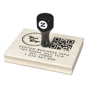 Anpassningsbar Business Logotyp Qr-kod och Returad Stämpel