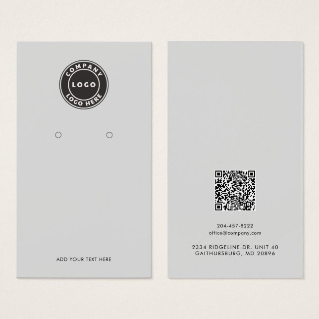 Anpassningsbar Business Logotyp QR Visning Earring Visitkort (Framsida & baksida)