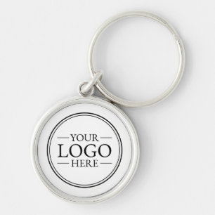 Anpassningsbar Business Logotyp Rund Silverfärgad Nyckelring