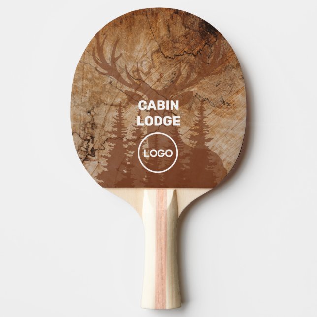 Anpassningsbar Business Logotyp Rustic Wood Wilder Pingisracket (Framsidan)