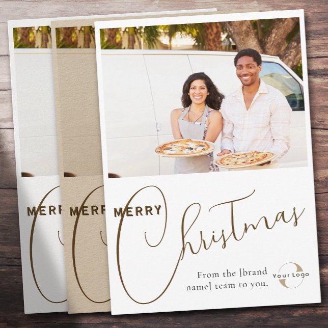 Anpassningsbar Business logotyp, teamfoto och häls Julkort (Skapare uppladdad)