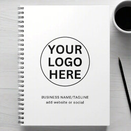 Anpassningsbar Business Logotyp & Text l Black & W Anteckningsbok