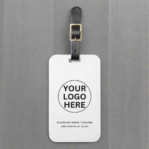 Anpassningsbar Business Logotyp & Text l Black & W Bagagebricka