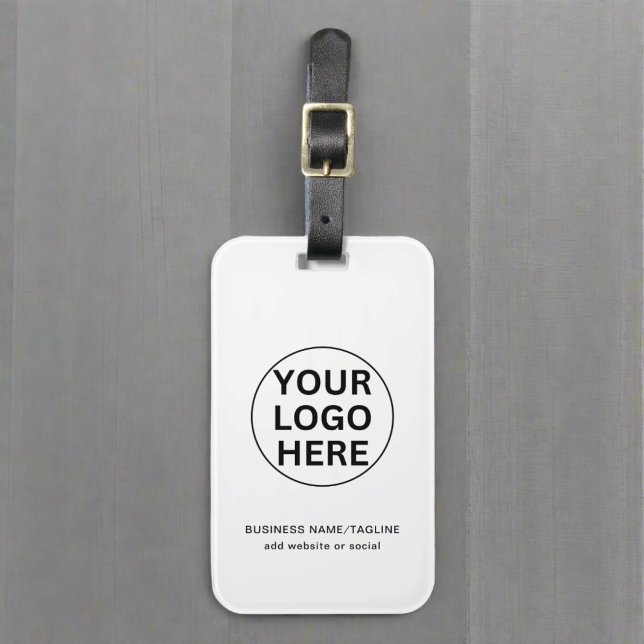Anpassningsbar Business Logotyp & Text l Black & W Bagagebricka (Skapare uppladdad)