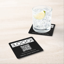Anpassningsbar Business Logotyp Text QR Code Promo Underlägg Papper Kvadrat
