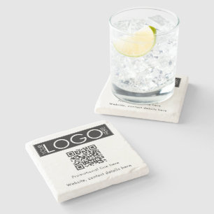 Anpassningsbar Business Logotyp Text QR-kod - sälj Stenunderlägg