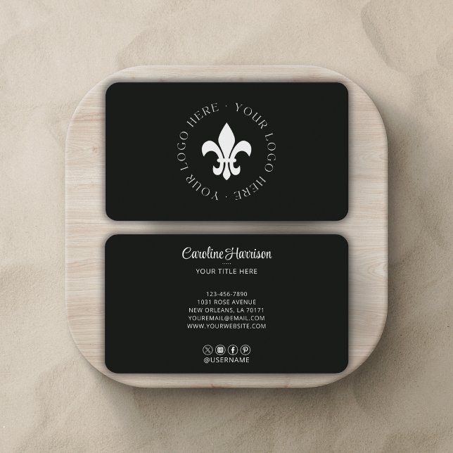 Anpassningsbar Business Logotyp-webbplats Social M Visitkort (Fully editable-can change background & font color, add or delete social media icons.)