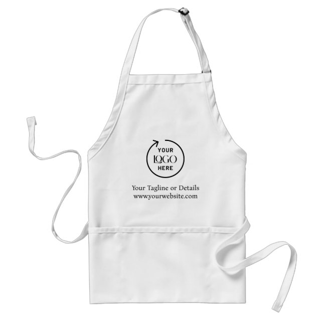 Anpassningsbar Business Logotyp White Apron Förkläde (Framsidan)