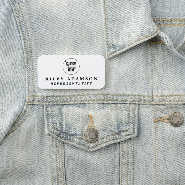 Anpassningsbar Business Logotyp White Employee Mag Namnbricka (På plats)