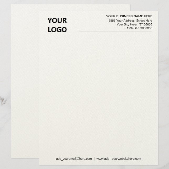 Anpassningsbar Business Namn Office Letterhead och Brevhuvud (Fram/baksida)