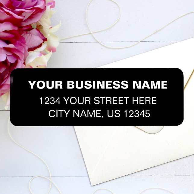 Anpassningsbar Business Namn Simple Black Returadr Returadress Etikett (Skapare uppladdad)