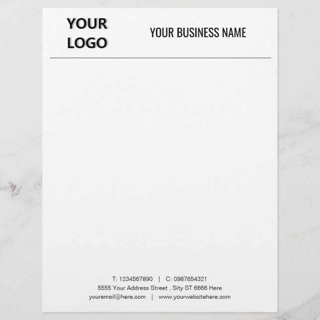 Anpassningsbar Business Office Letterhead med Logo Brevhuvud (Framsida)