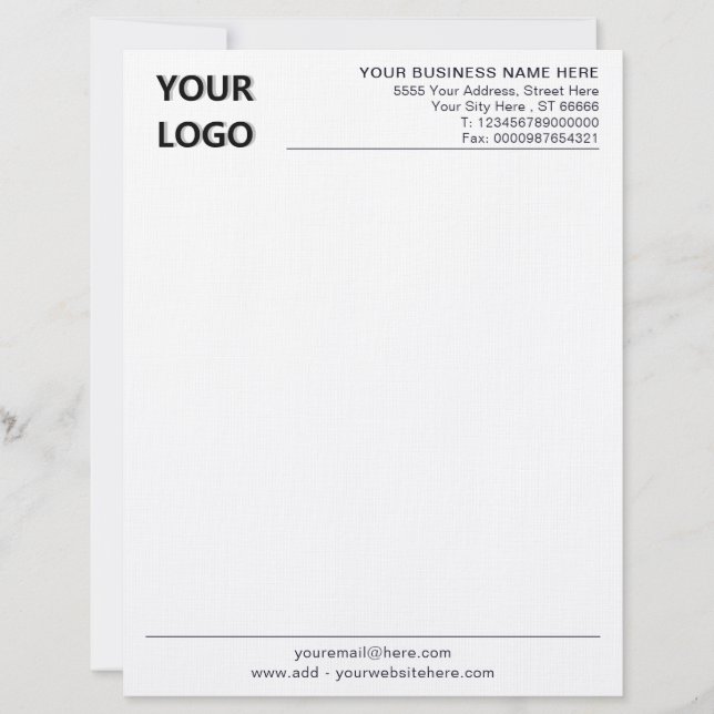 Anpassningsbar Business Office Letterhead med Logo Brevhuvud (Framsida)