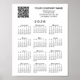 Anpassningsbar Business QR-kod 2026-kalender Poster