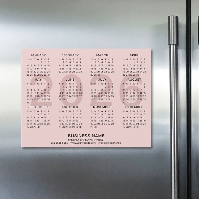 Anpassningsbar Business Rosa 2026 Magnetic Calenda (Custom Business Pink 2026 Magnetic Calendar)
