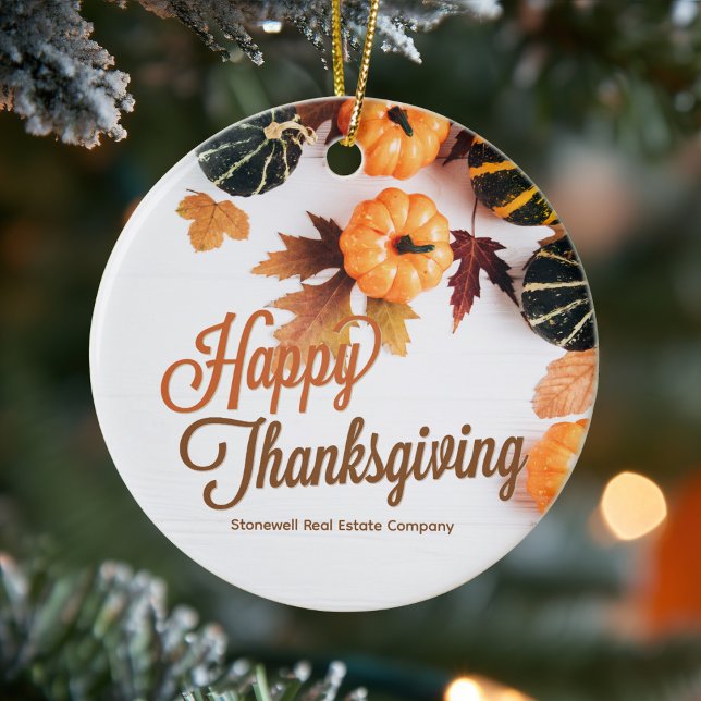 Anpassningsbar Business Thanksgiving Snygg Pumpkin Julgransprydnad Keramik (Skapare uppladdad)