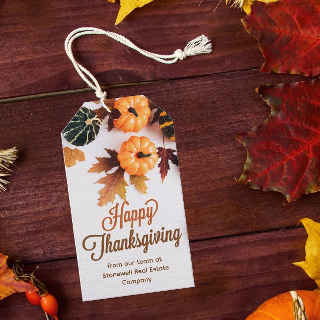 Anpassningsbar Business Thanksgiving Snygg Pumpkin Presentetikett (Skapare uppladdad)