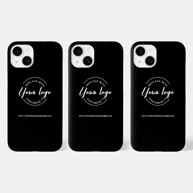 Anpassningsbar Business White Logotyp webbplats (Customizable logo and website, branded black phone case.)