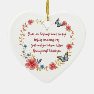 Anpassningsbar Butterflies and Flowers Heart Tack Julgransprydnad Keramik