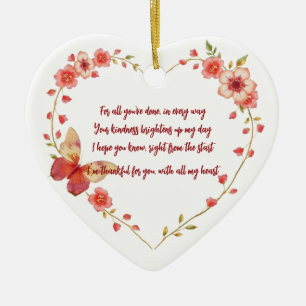 Anpassningsbar Butterflies and Flowers Heart Tack Julgransprydnad Keramik