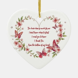 Anpassningsbar Butterflies and Flowers Heart Tack Julgransprydnad Keramik