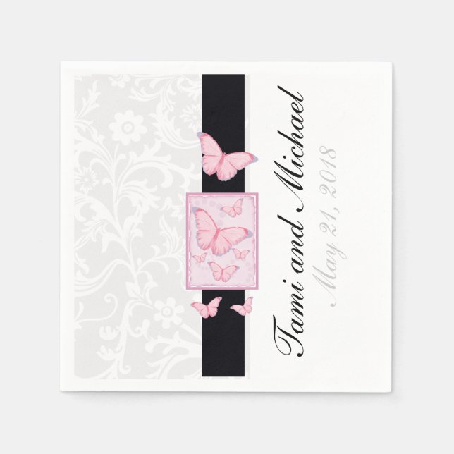 Anpassningsbar Butterfly Bröllop Napkins Pappersservett (Framsidan)