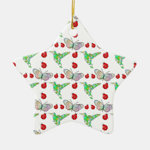 Anpassningsbar Butterfly, Hummingbird och Ladybug Julgransprydnad Keramik