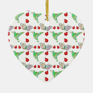 Anpassningsbar Butterfly, Hummingbird och Ladybug Julgransprydnad Keramik