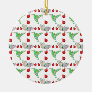 Anpassningsbar Butterfly, Hummingbird och Ladybug Julgransprydnad Keramik