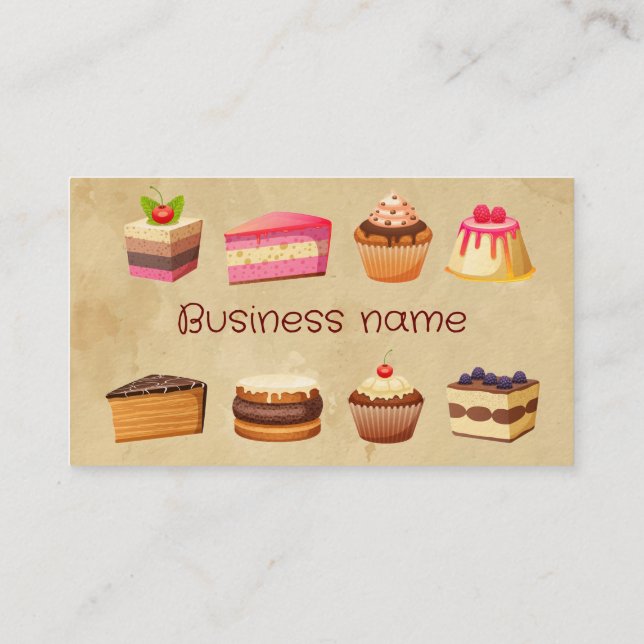 Anpassningsbar Cake & Bröllop Cake Design Bakers B Visitkort (Baksida)