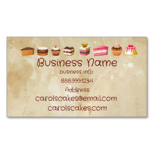 Anpassningsbar Cake & Bröllop Cake Design Bakers Magnetiska Visitkort